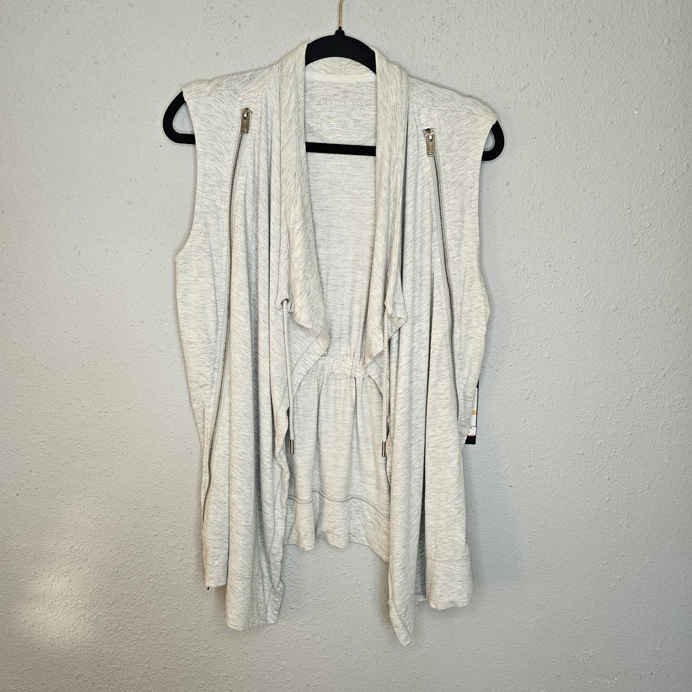 Donna Karan Active Womens Heather Gray Draped Sleeveless Vest Cardigan Small NWT